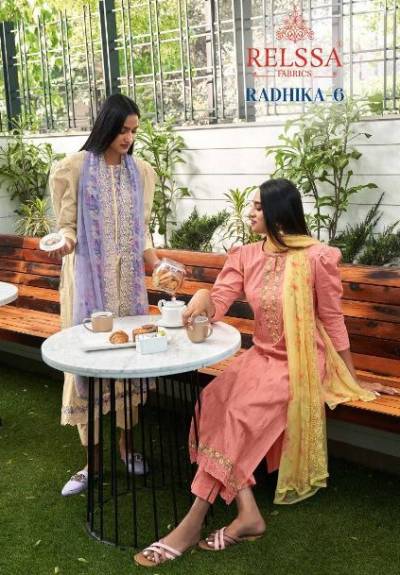 Radhika Vol 6 By Relssa Designer Embroidered Printed Suit Collection